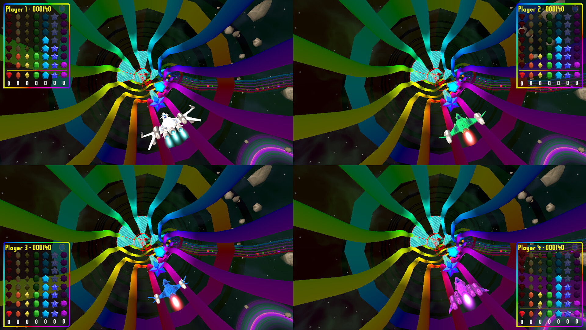 Rhythm Racer: 4-player split-screen racing through space